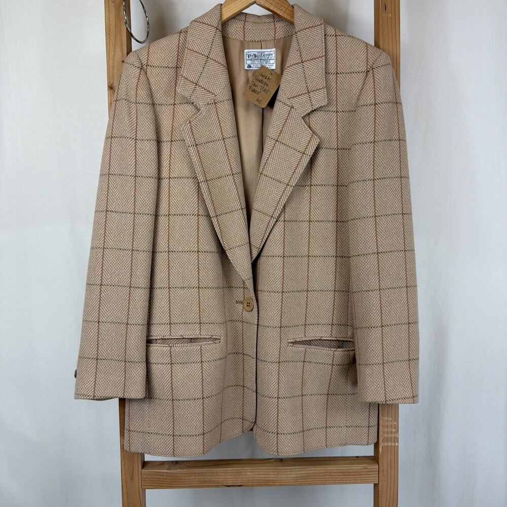 Vintage 80's Miss Pendleton Tan Lined Button Up Blazer #1267 Size MED USA